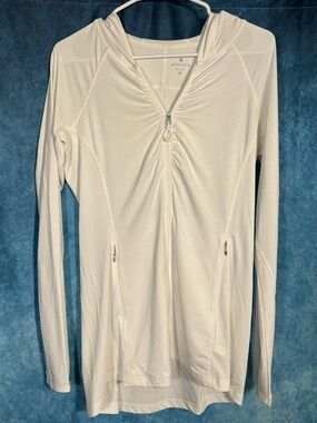 Athleta White Zip‑Front Hooded Performance Jacket Size Medium